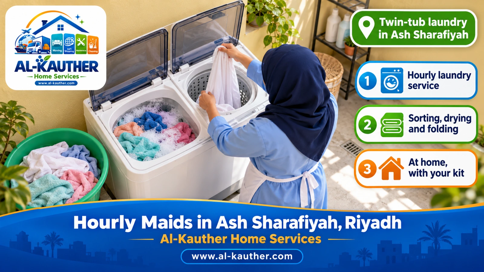 Twin-tub laundry in Ash Sharafiyah