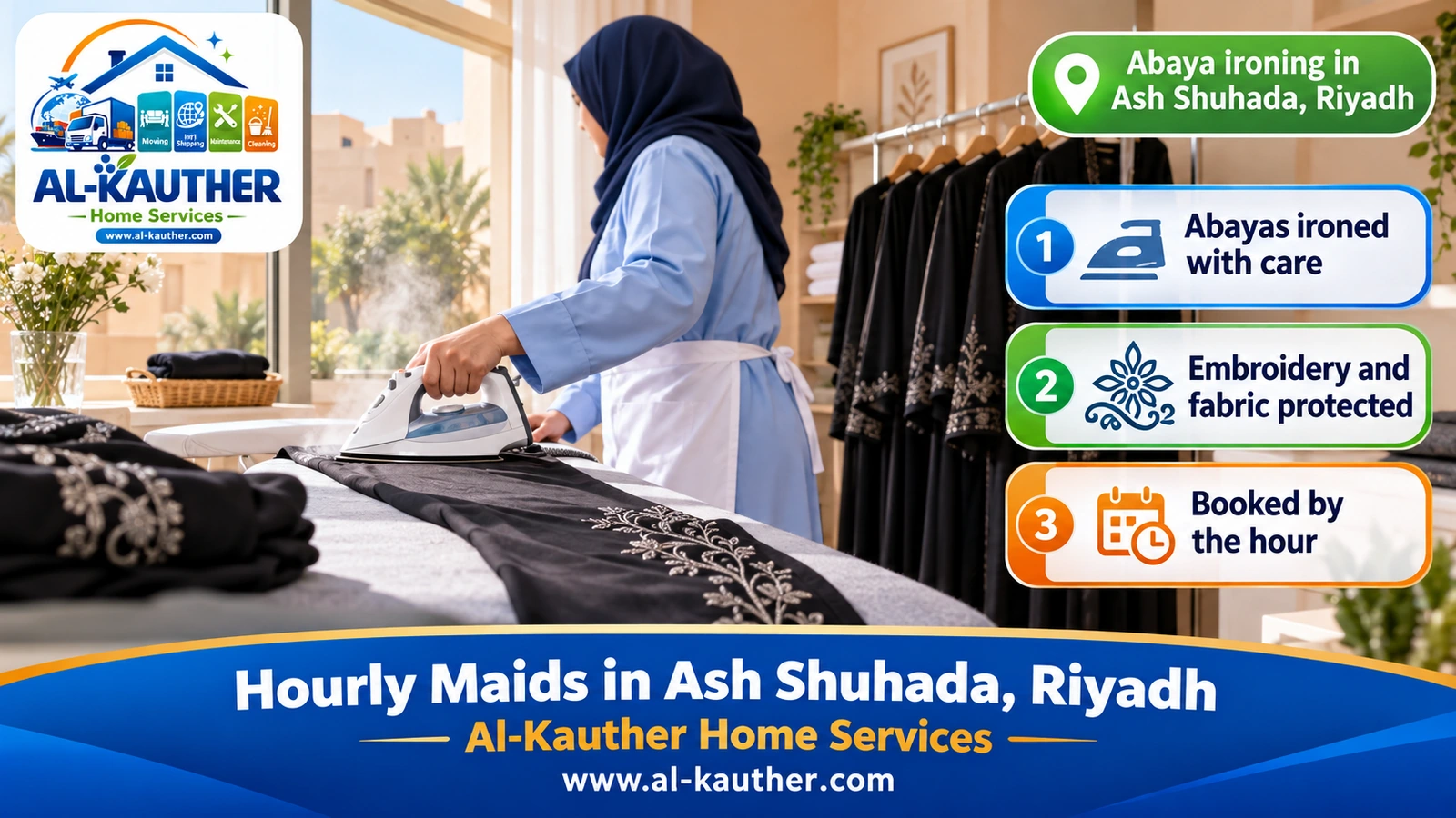 Abaya ironing in Ash Shuhada, Riyadh