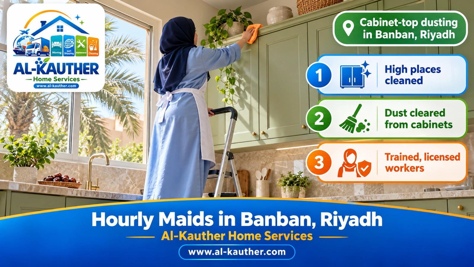 Cabinet-top dusting in Banban, Riyadh