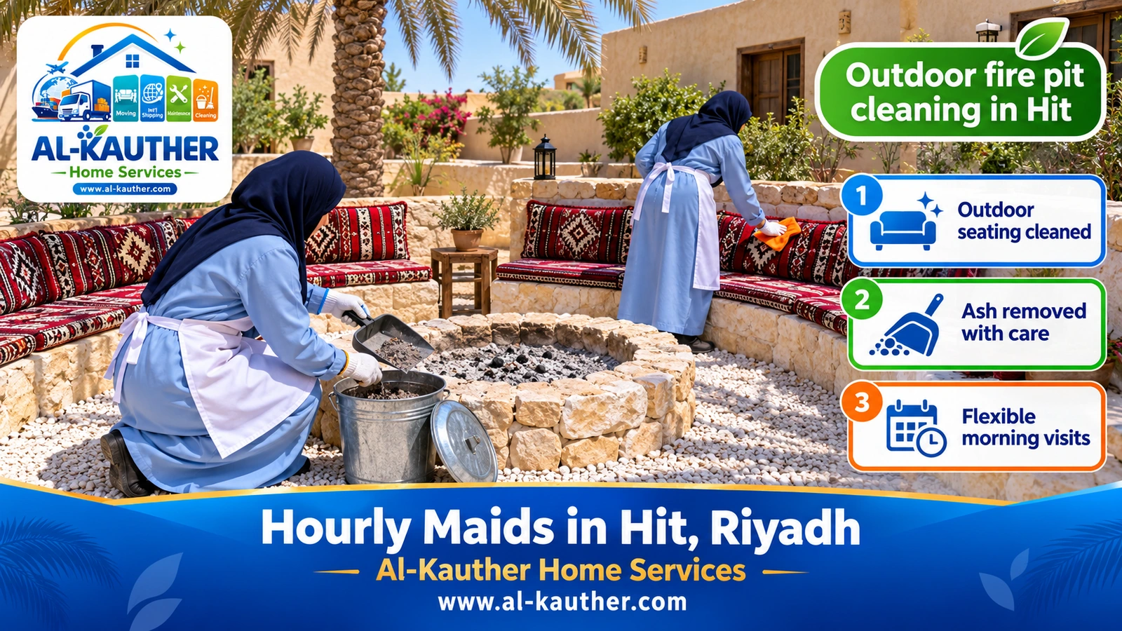 Outdoor fire pit cleaning in Hit