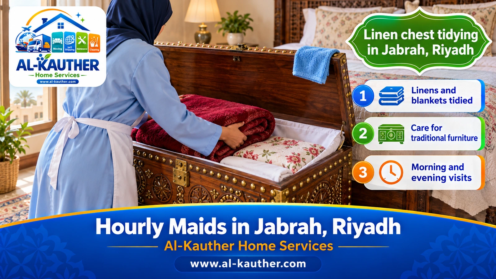 Linen chest tidying in Jabrah, Riyadh