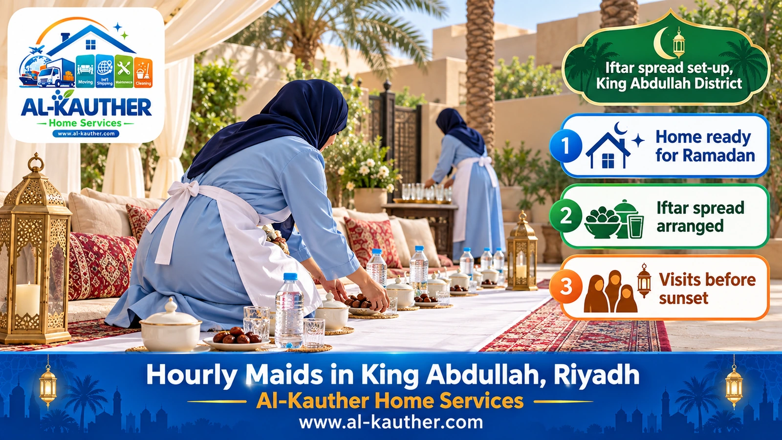 Iftar spread set-up, King Abdullah District