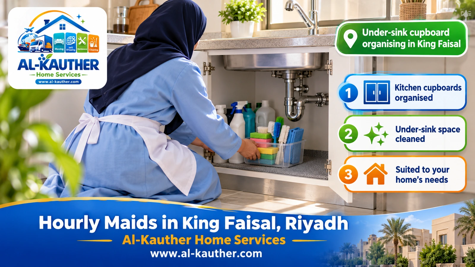 Under-sink cupboard organising in King Faisal