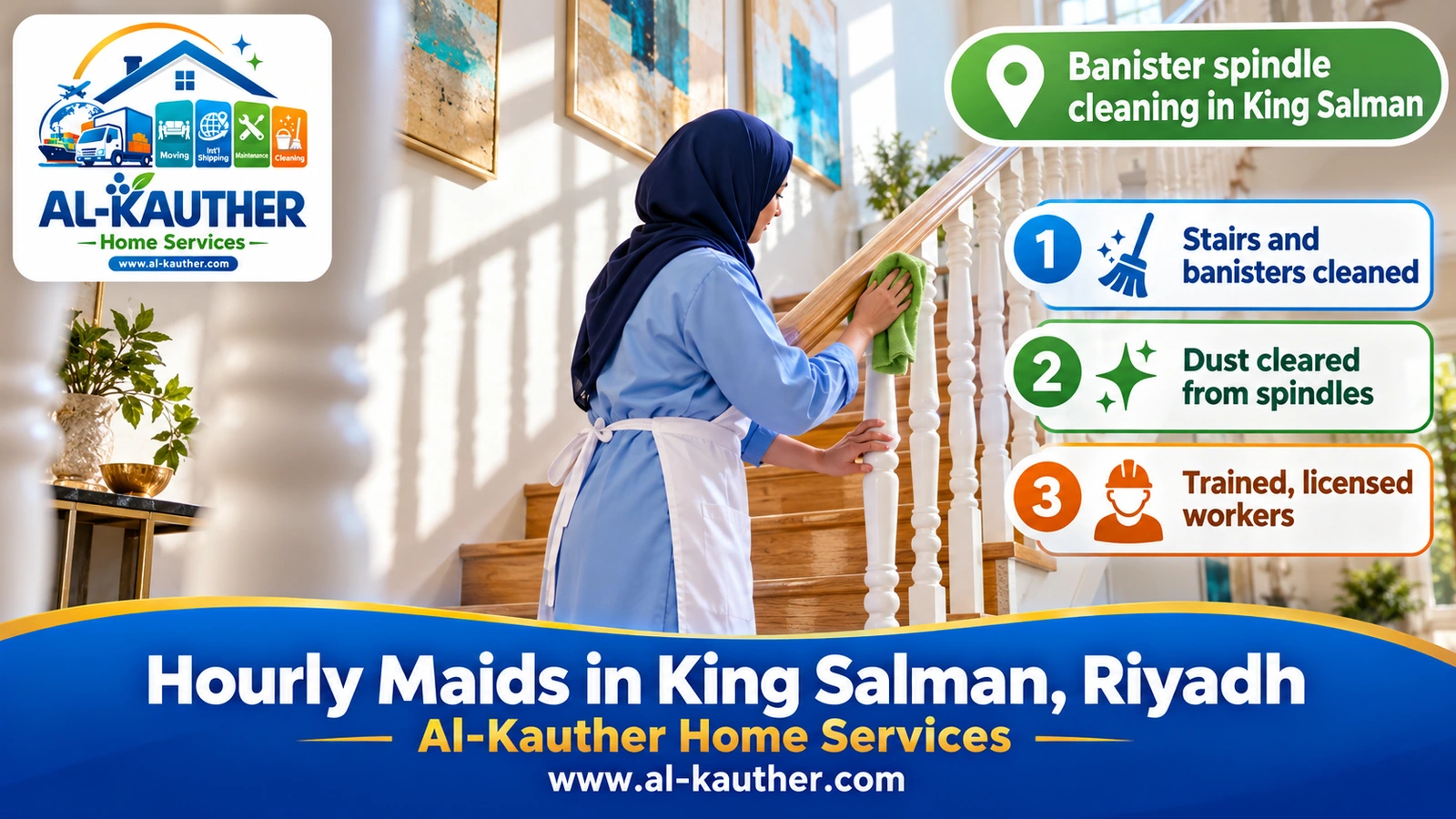 Banister spindle cleaning in King Salman