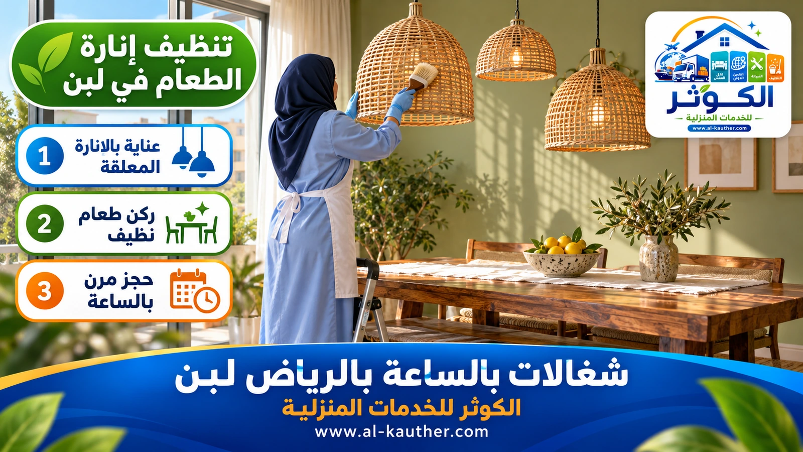 تنظيف إنارة الطعام في لبن