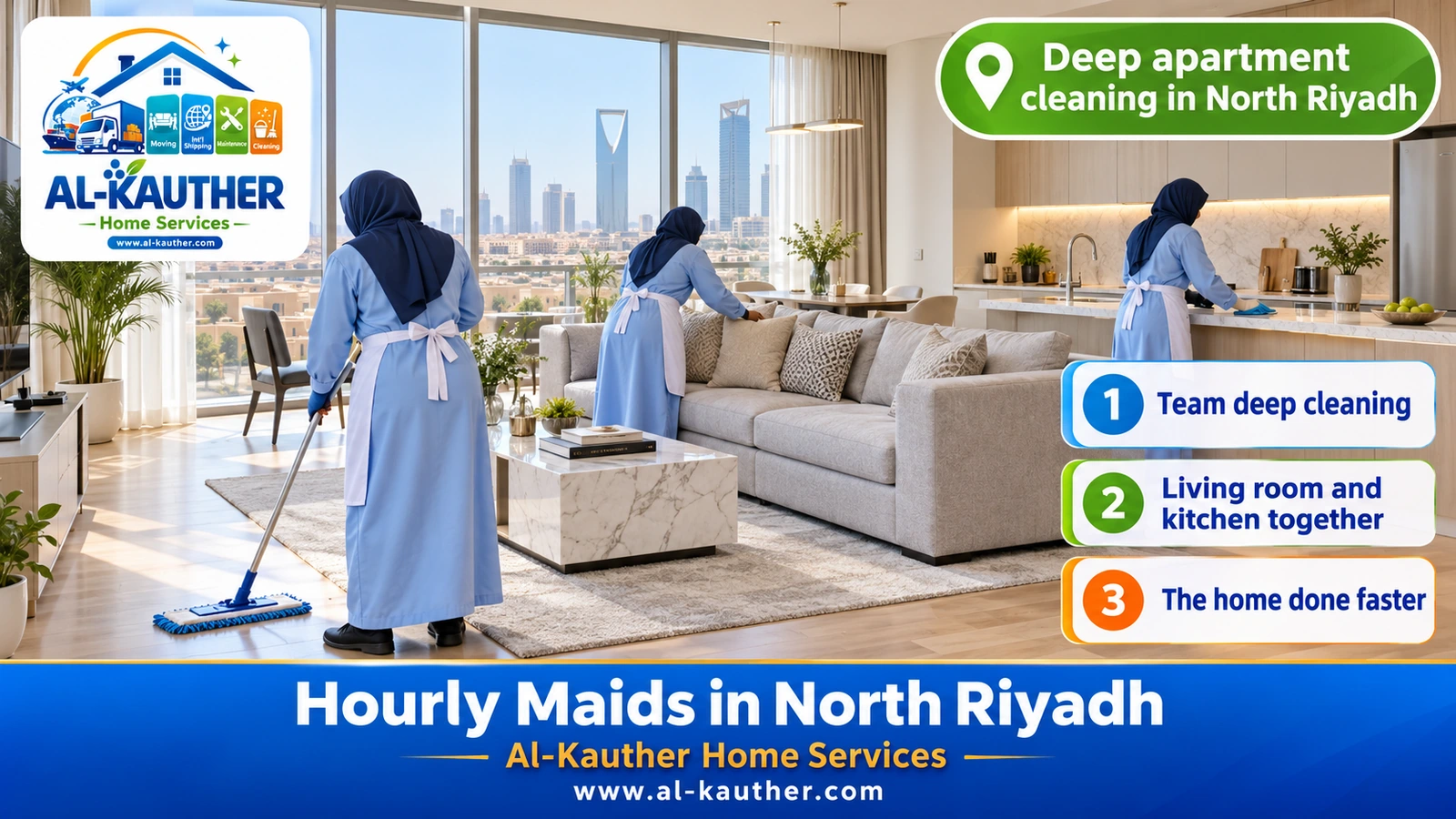 Deep apartment cleaning in North Riyadh