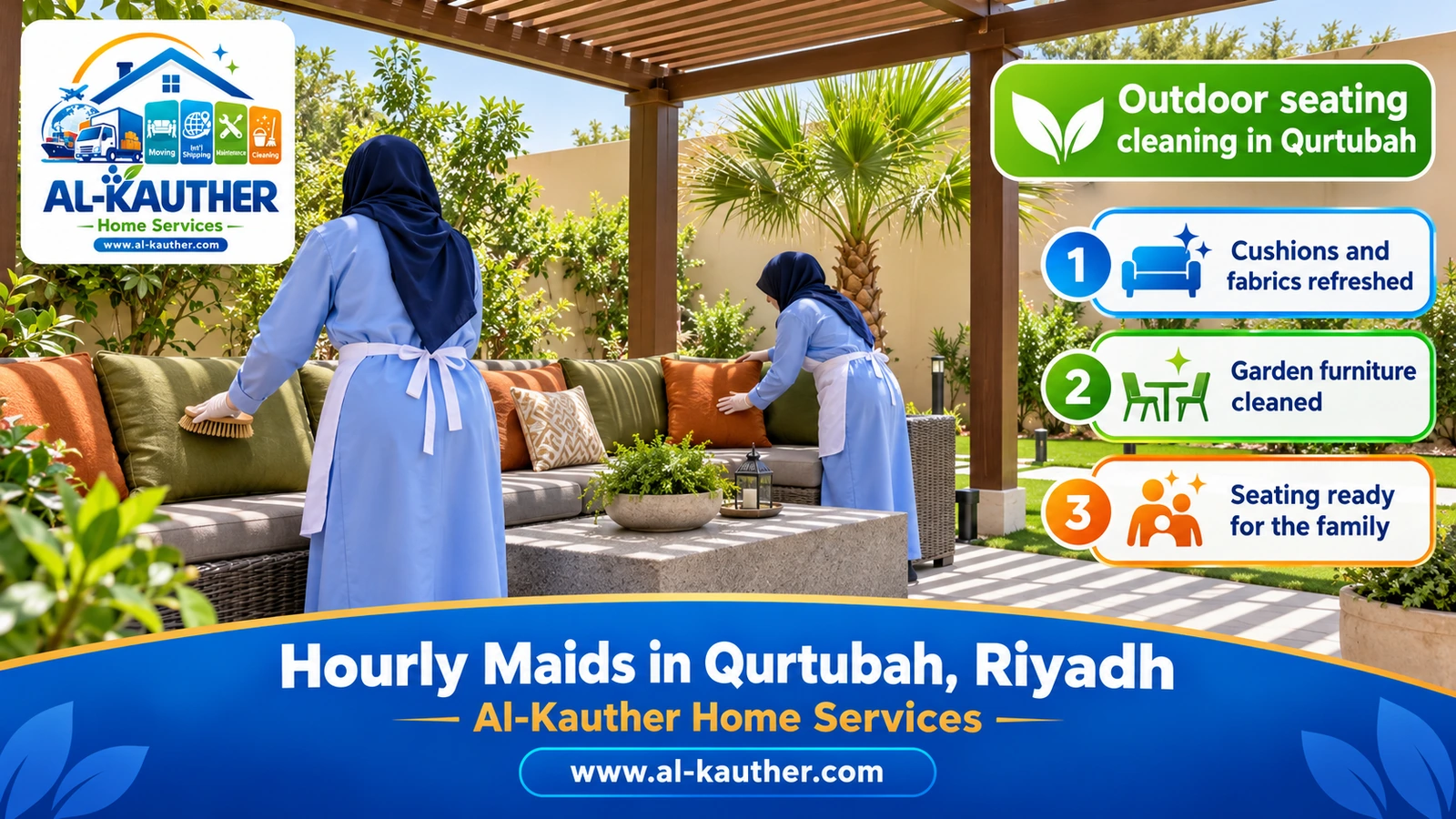 Outdoor seating cleaning in Qurtubah