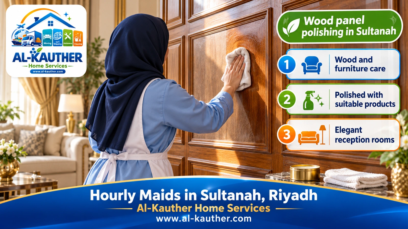 Wood panel polishing in Sultanah