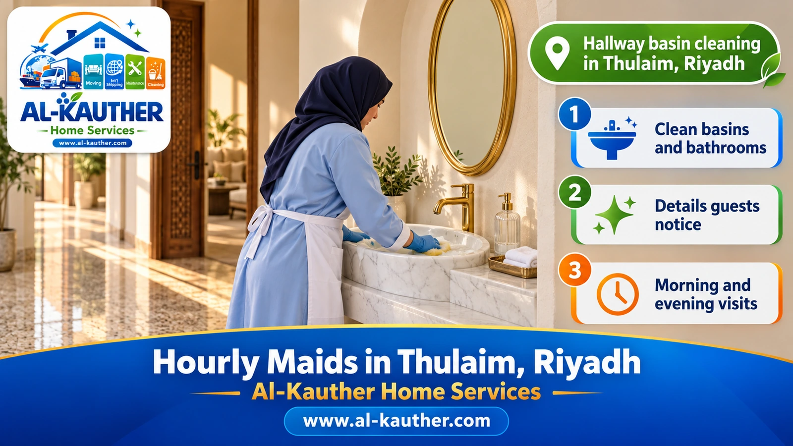 Hallway basin cleaning in Thulaim, Riyadh