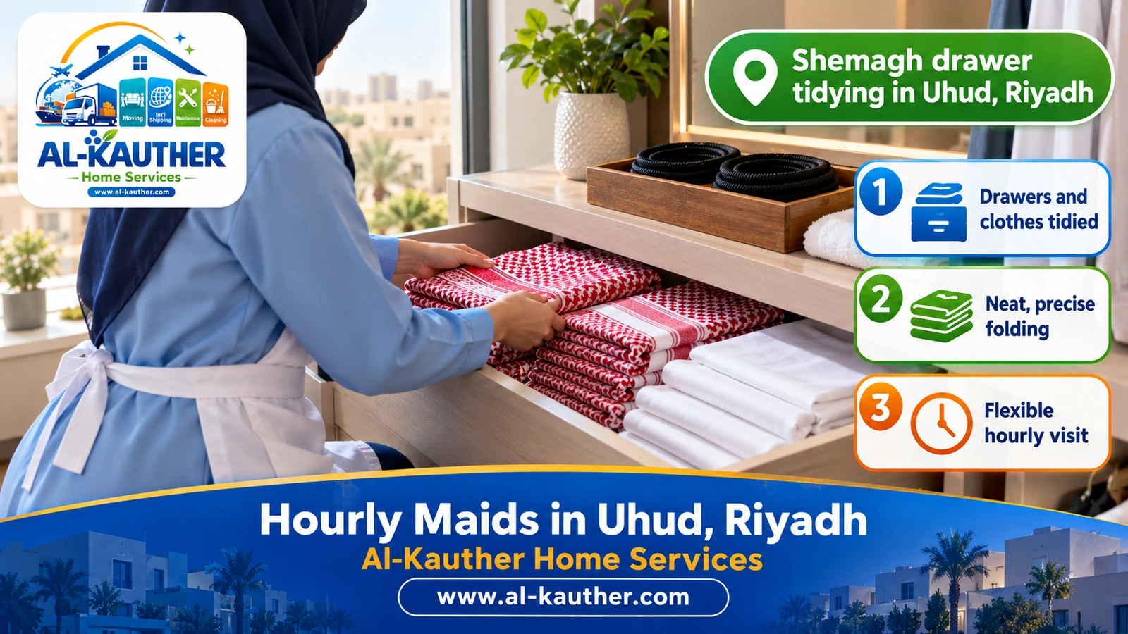 Shemagh drawer tidying in Uhud, Riyadh