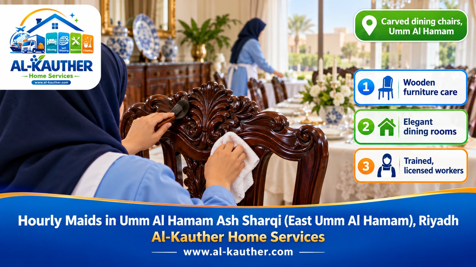 Carved dining chairs, Umm Al Hamam